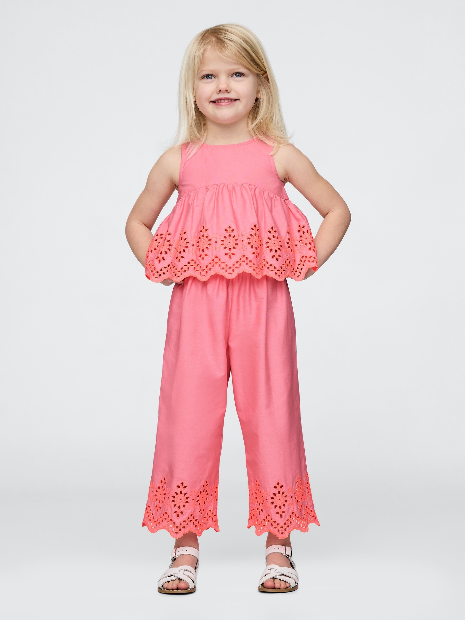 Gap Baby & Toddler Eyelet Poplin Outfit Set In Coral Frost Pink