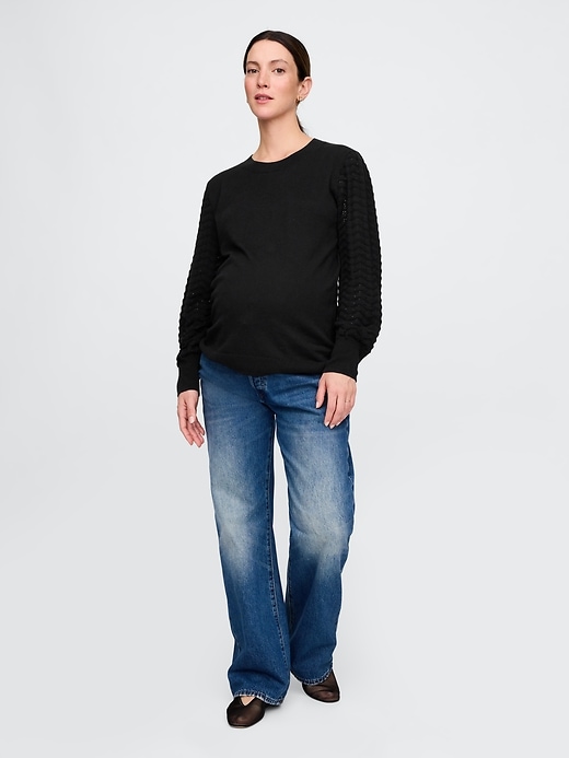 Image number 1 showing, Maternity Lightweight CashSoft Pointelle Sweater
