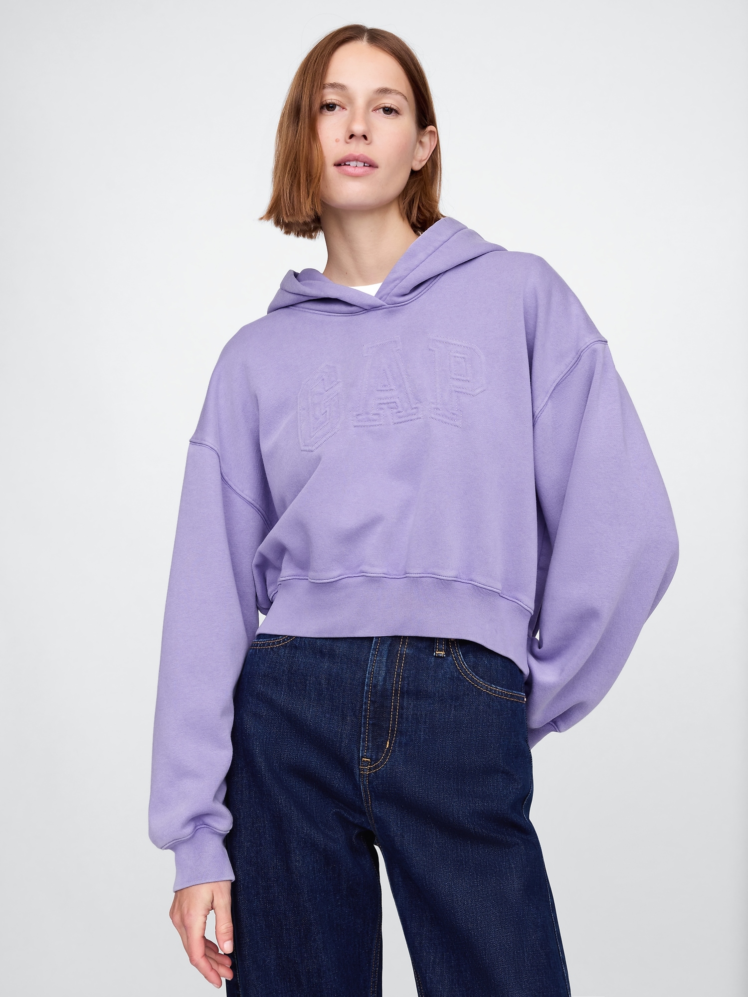 VintageSoft Cropped Logo Hoodie