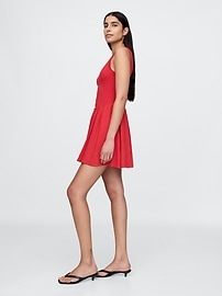 Crinkle Gauze Mixed Media Mini Tank Dress