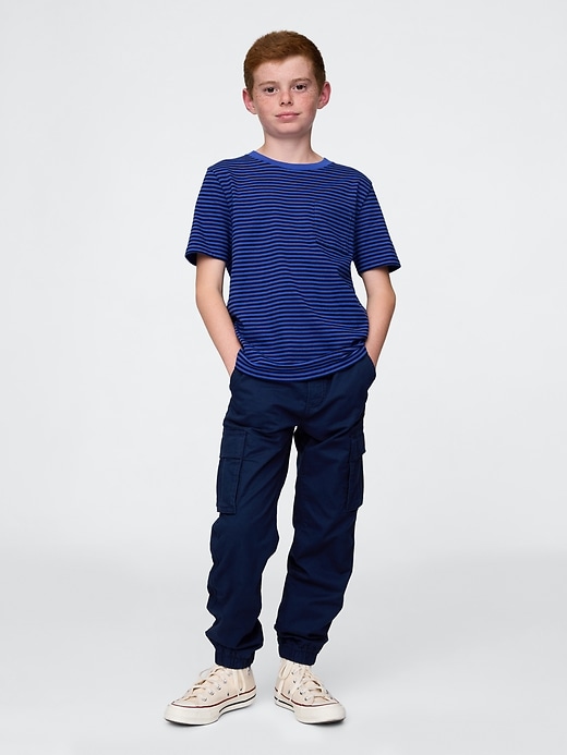1 of 8 showing, with the color tapestry navy of product Kids Everyday Cargo Joggers