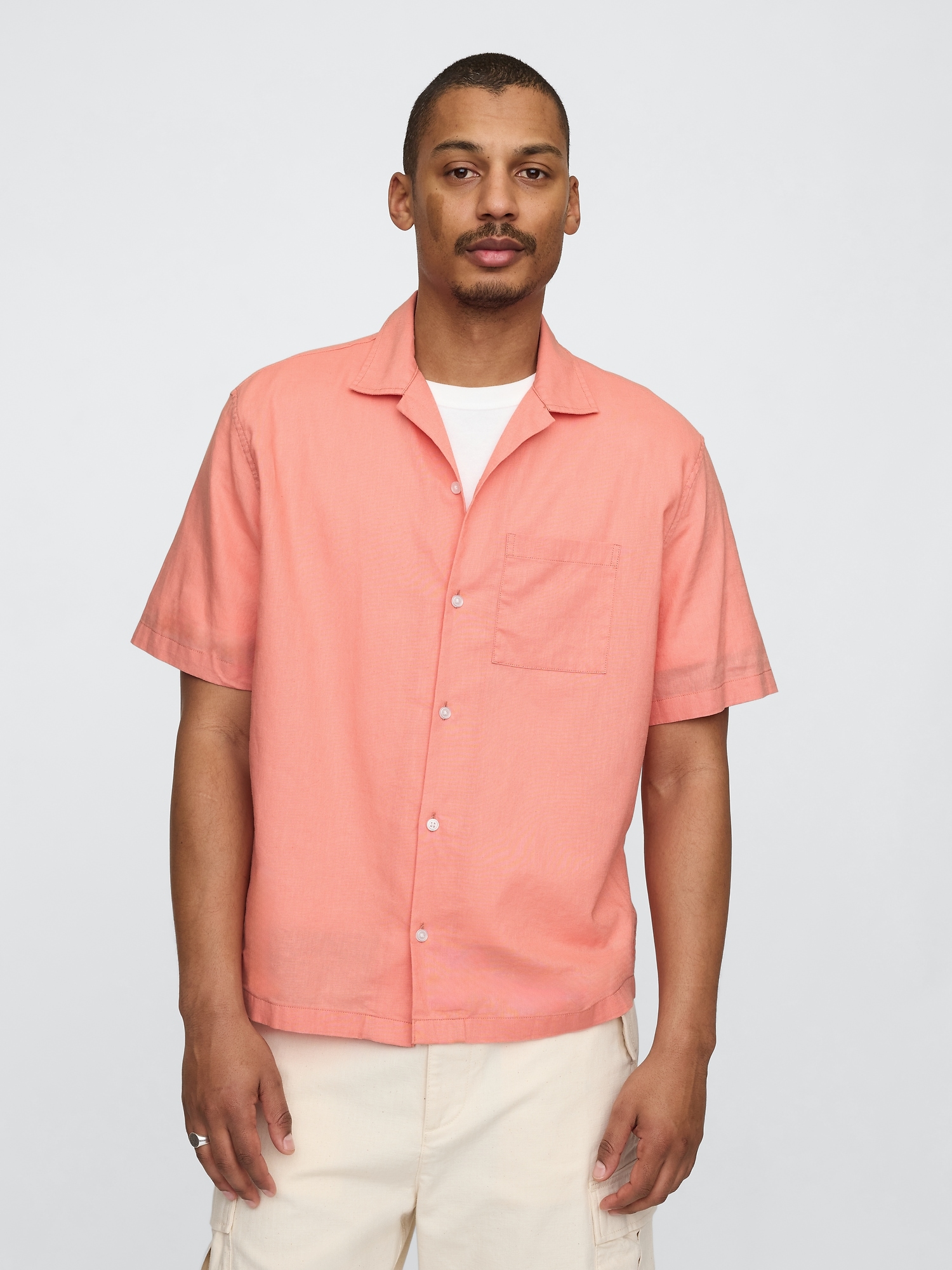 Linen-Cotton Shirt - Orange