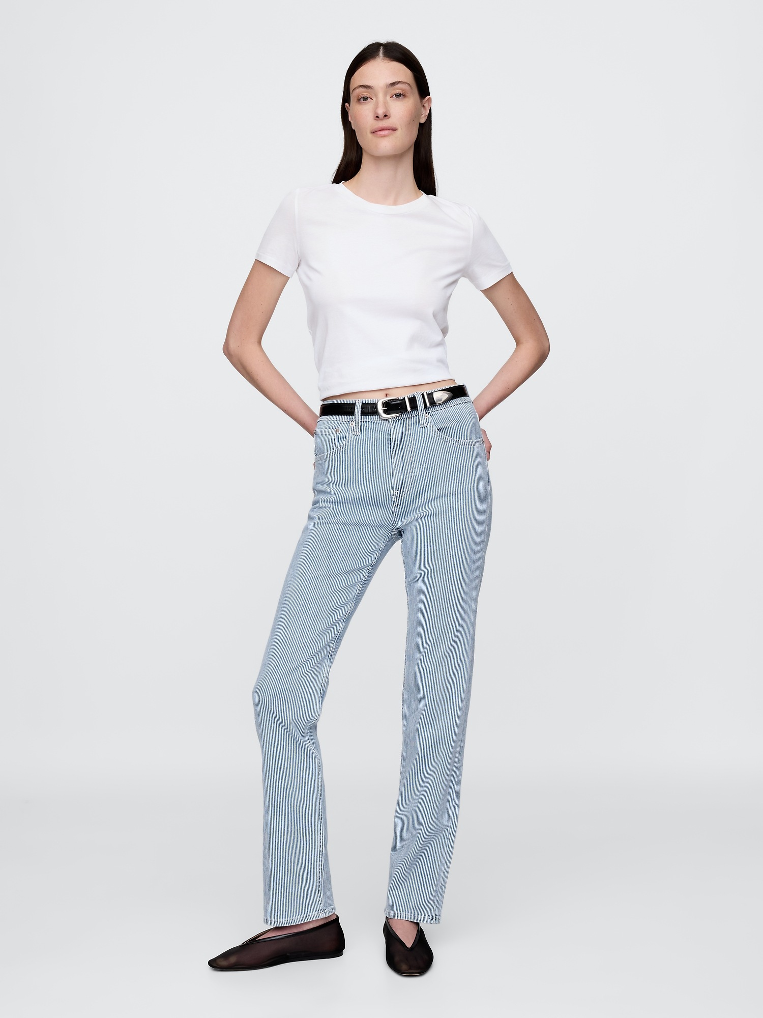 Gap High Rise '90s Straight Jeans In Blue Railroad Stripe