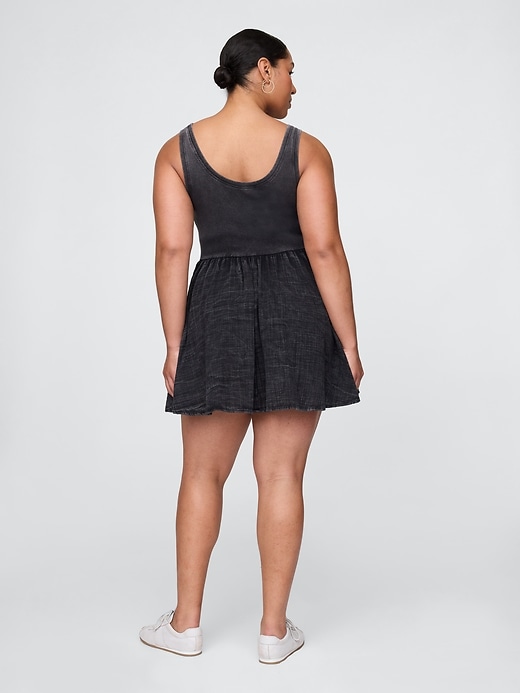 Image number 6 showing, Crinkle Gauze Mixed Media Mini Tank Dress