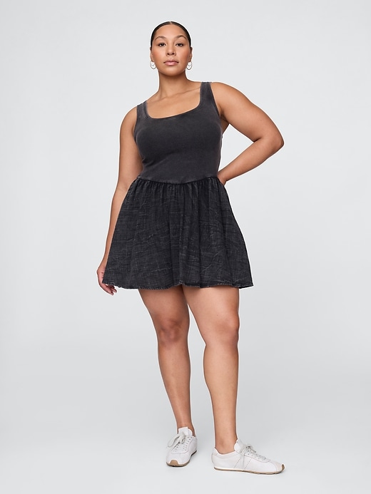 Image number 5 showing, Crinkle Gauze Mixed Media Mini Tank Dress
