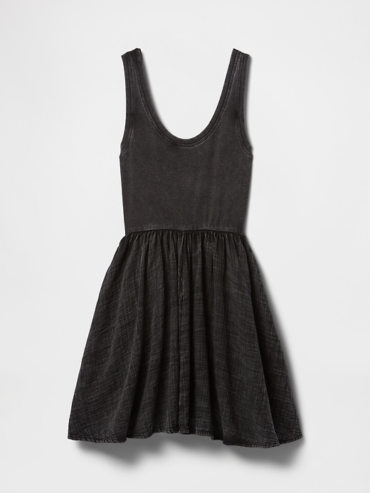 Image number 7 showing, Crinkle Gauze Mixed Media Mini Tank Dress