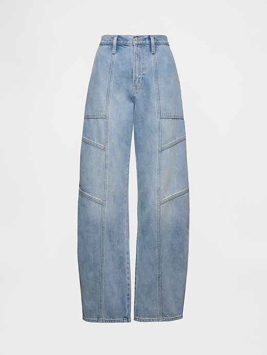 Image number 5 showing, High Rise Seamed Barrel Jeans