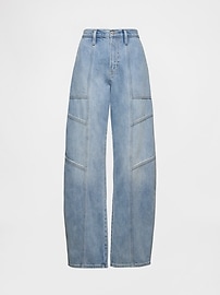 High Rise Seamed Barrel Jeans