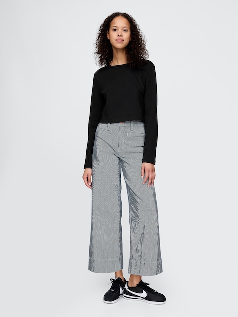 High Rise Stride Wide-Leg Ankle Jeans