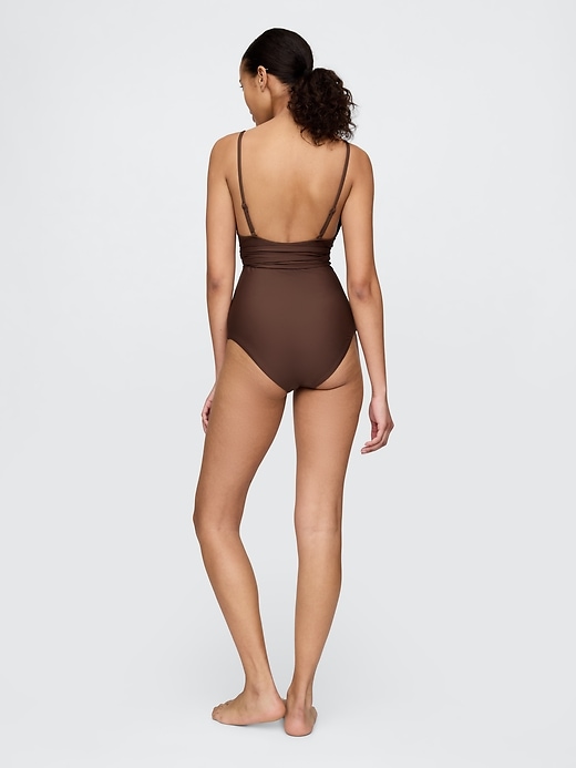 Image number 2 showing, Tie-Knot Cutout Wrap One-Piece Swimsuit