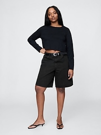 11"  Mid Rise Longline Denim Shorts