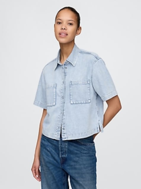 UltraSoft Denim Crop Shirt