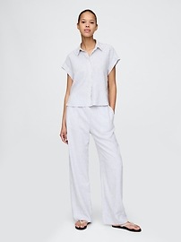 Linen-Blend Cropped Shirt