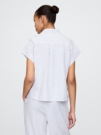 Linen-Blend Cropped Shirt