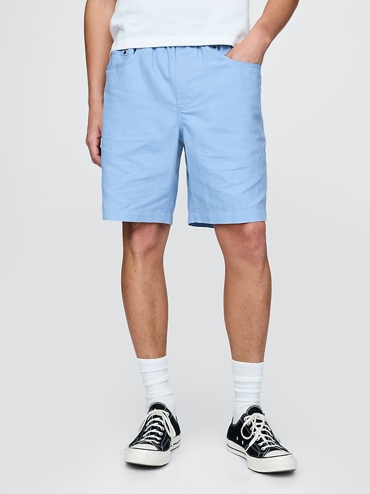 Image number 2 showing, 9" Linen-Cotton Easy Shorts
