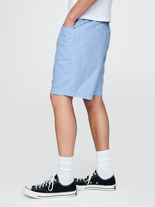 Image number 3 showing, 9" Linen-Cotton Easy Shorts