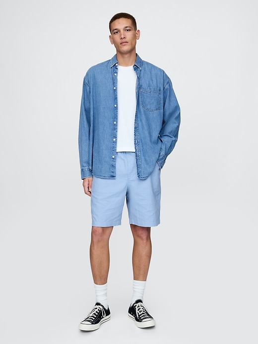 Image number 1 showing, 9" Linen-Cotton Easy Shorts