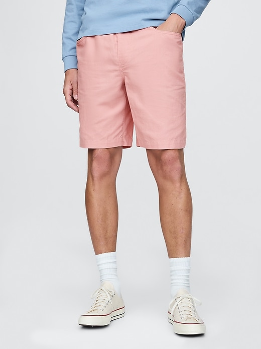 Image number 2 showing, 9" Linen-Cotton Easy Shorts
