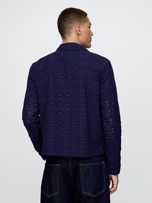 Image number 3 showing, Poplin Eyelet Full-Zip Pocket Shirt