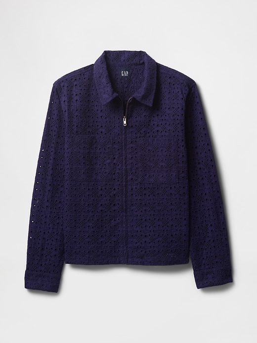 Image number 5 showing, Poplin Eyelet Full-Zip Pocket Shirt
