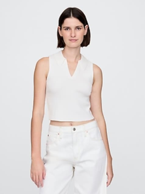 Rib Sweater Crop Tank Top