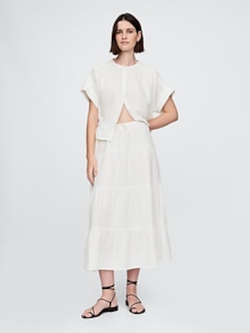 Cotton Gauze Tiered Maxi Skirt