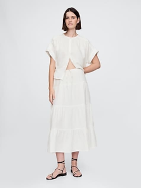 Cotton Gauze Tiered Maxi Skirt