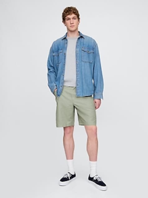 9" Linen-Cotton Easy Shorts