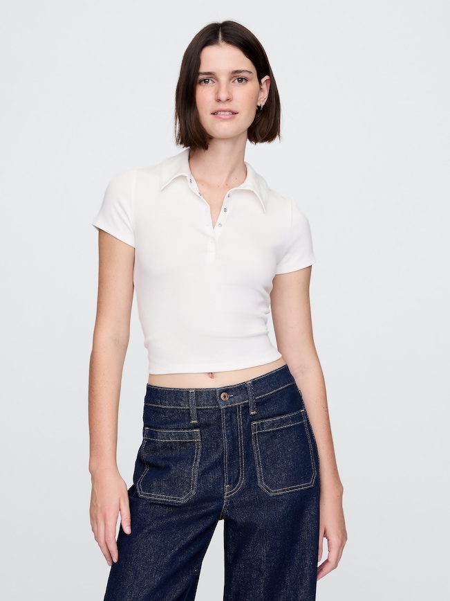 Modern Rib Cropped Polo Shirt
