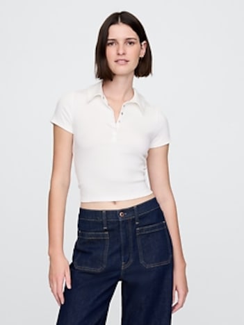 Modern Rib Cropped Polo Shirt