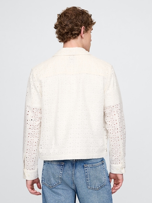 Image number 3 showing, Poplin Eyelet Full-Zip Pocket Shirt