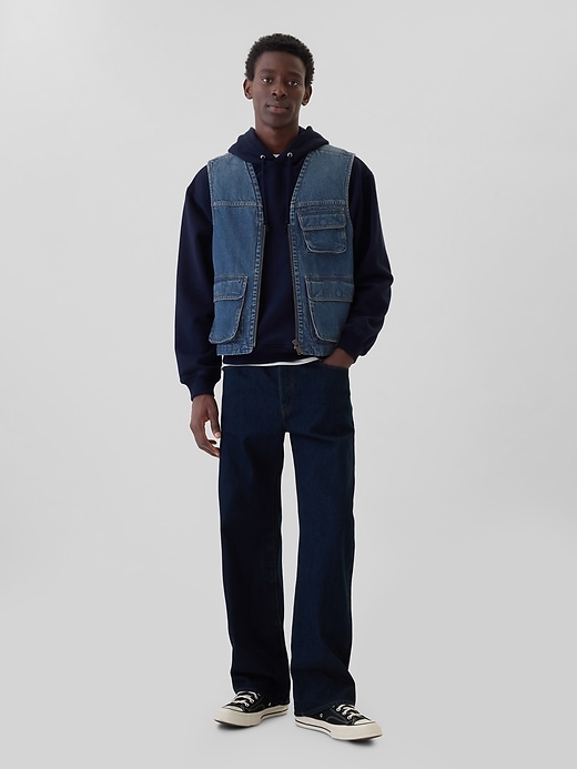 2 of 8 showing, with the color Dark wash indigo of product Utility Denim Vest