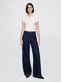 Modern Rib Cropped Polo Shirt