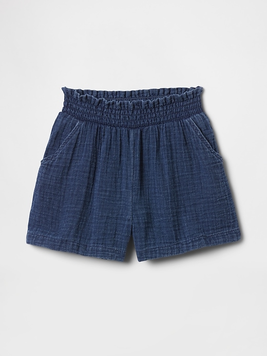 Image number 1 showing, Baby & Toddler Crinkle Gauze Denim Pull-On Shorts