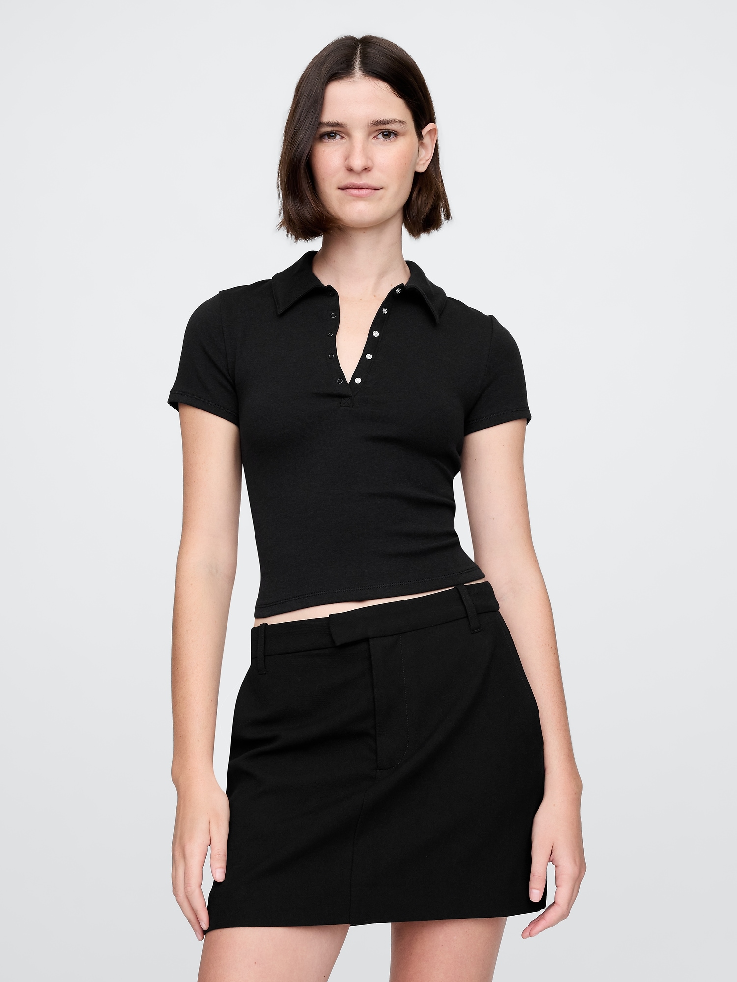 Modern Rib Cropped Polo Shirt