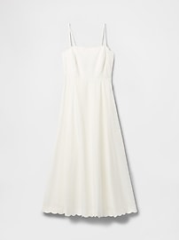 Linen-Blend Scalloped Midi Dress