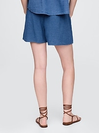 Crinkle Gauze Denim Easy Shorts