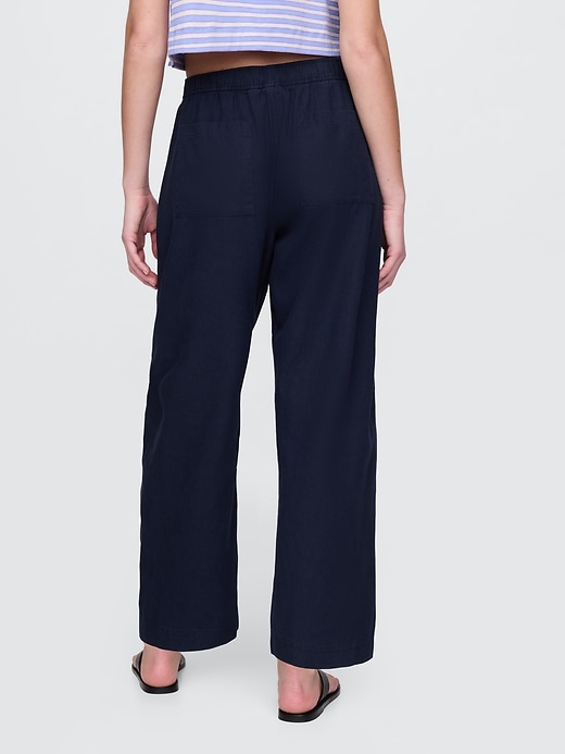 Image number 4 showing, Mid Rise Linen-Blend Easy Barrel Pants