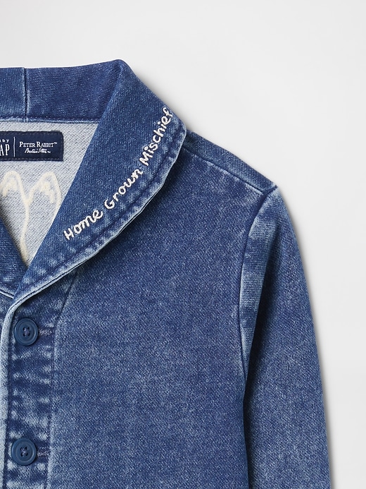 Image number 3 showing, Baby Peter Rabbit™ Knit Denim Shawl Cardigan