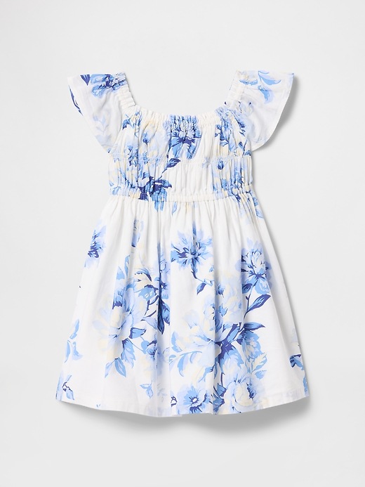 Bonnie Jean Girl's Dress - Smocked Pink Floral Flutter Sleeve Dress For Baby, Toddler And Little Girls, Pink Floral, 18 Months
