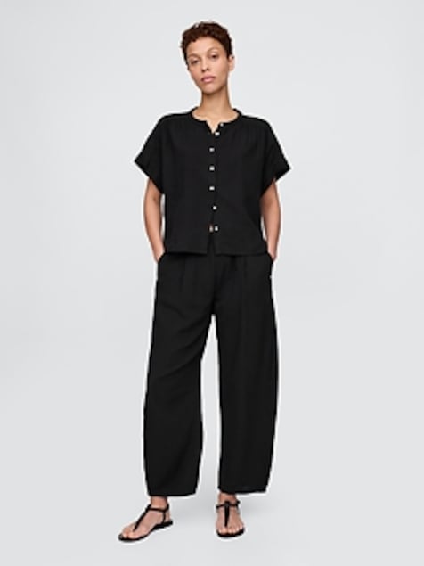 Cotton Gauze Easy Barrel Pants