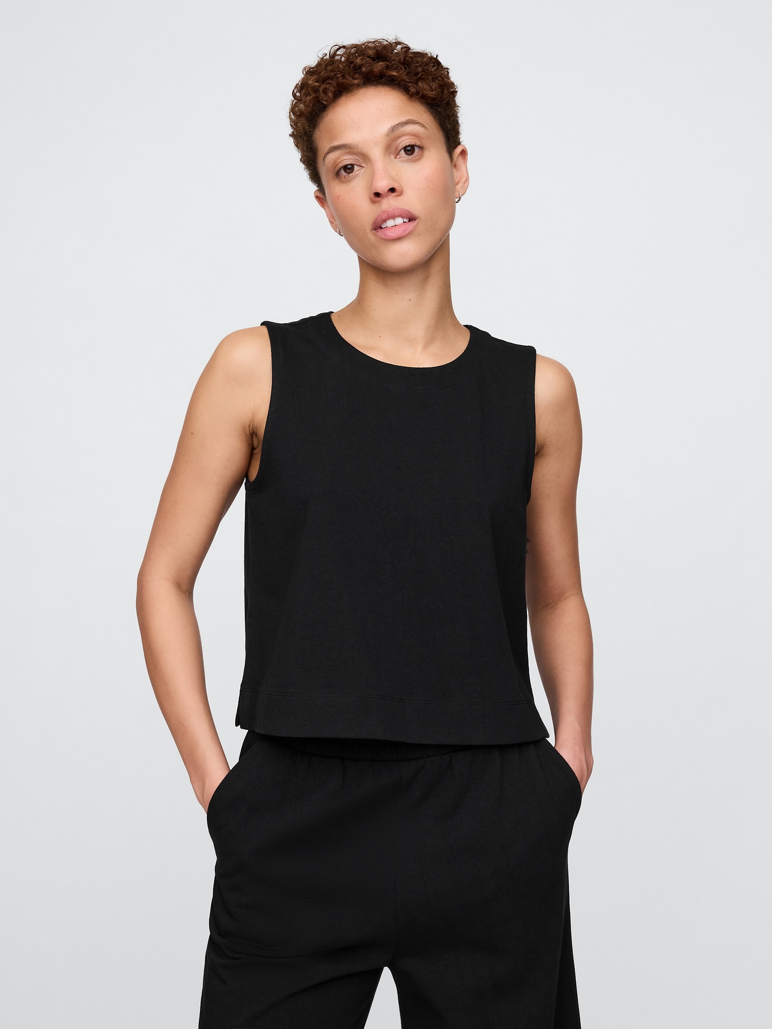 Organic Cotton Heavyweight Cropped Shell Tank Top