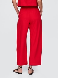 Mid Rise Linen-Blend Easy Barrel Pants