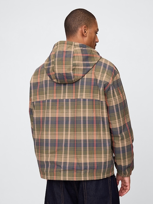 Image number 3 showing, Oversized Plaid Canvas Anorak Jacket