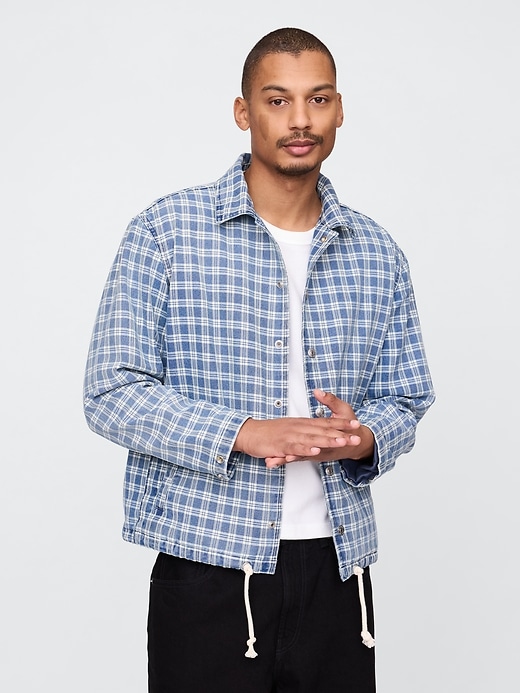 Image number 1 showing, Denim Check Coaches Jacket