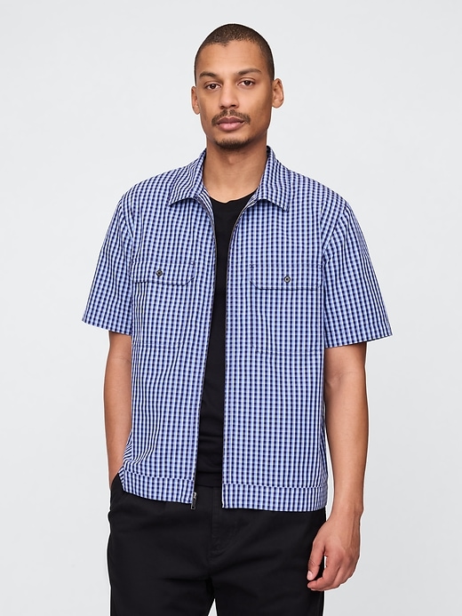 Image number 1 showing, Poplin Full-Zip Pocket Shirt