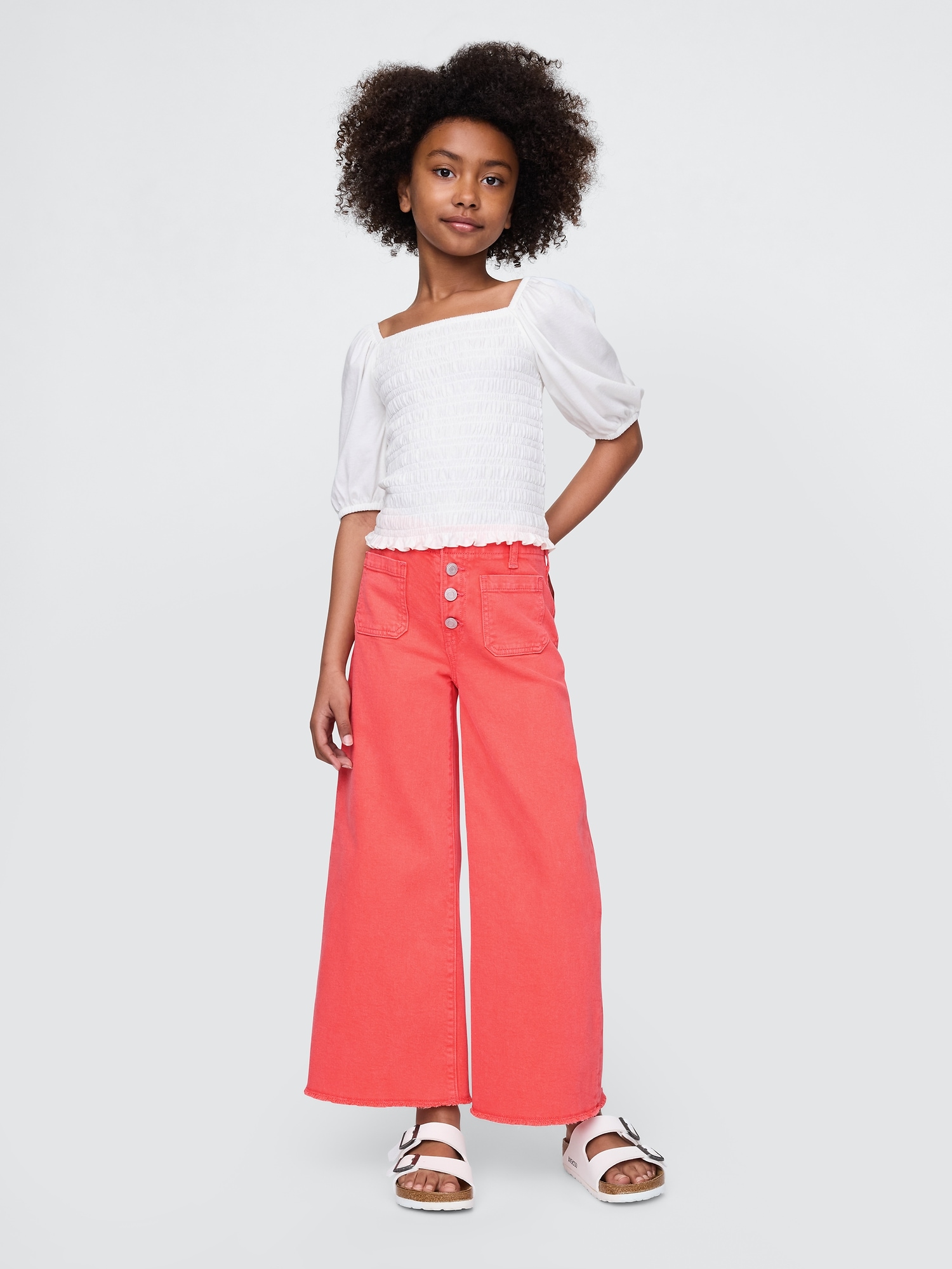 Kids High Rise Stride Wide-Leg Ankle Jeans