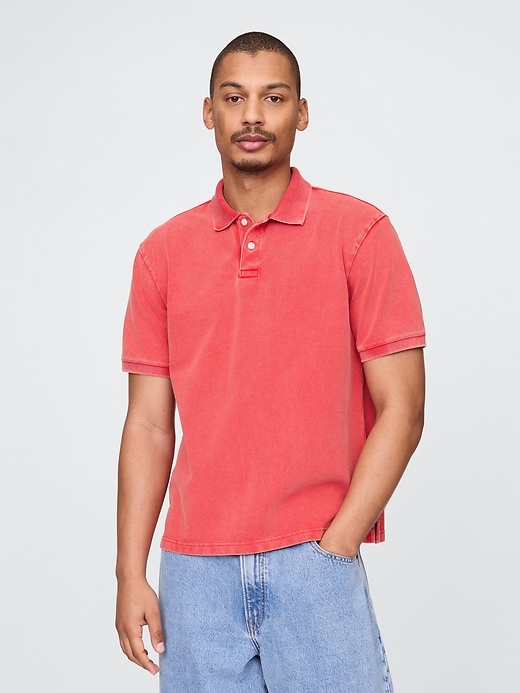 Image number 1 showing, Relaxed Pique Polo Shirt