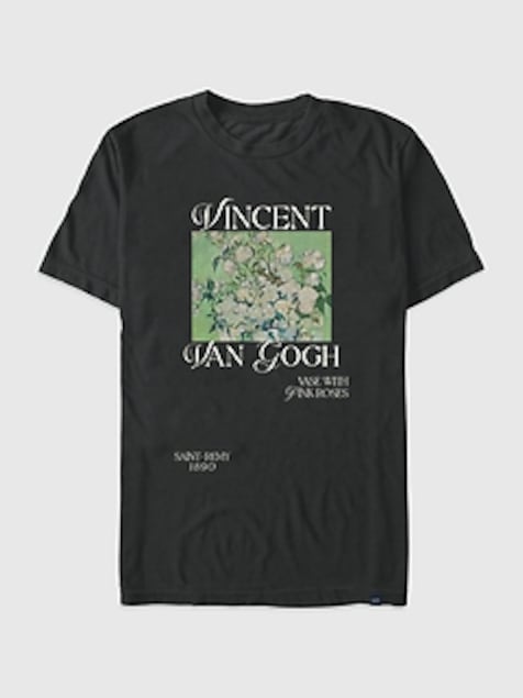 Van Gogh Pink Roses Oversized Graphic T-Shirt