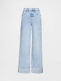 High Rise Stride Cuffed Wide-Leg Jeans